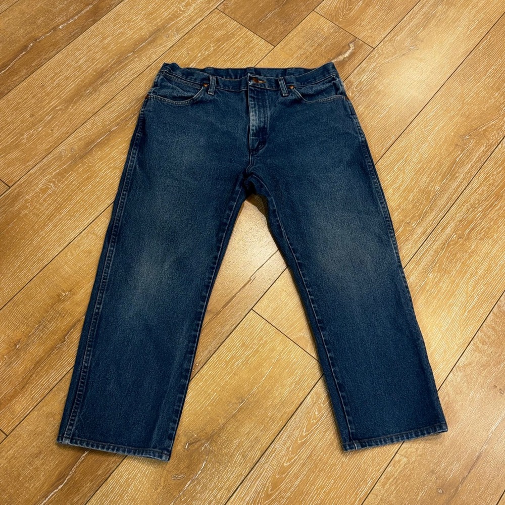 Wrangler 13MWZ Cowboy Cut Jeans Mens 35x25 dark Wash Straight Leg Denim Pants